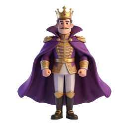 Royal King Character 3D Icon - Crowned Monarch