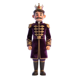 Royal King Character 3D Icon - Crowned Royalty