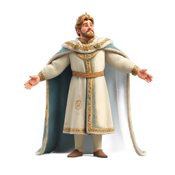 Friendly 3D King Character with Crown and Royal Robes