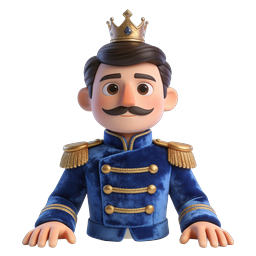 Royal King Character 3D Icon | Crowned Noble Leader