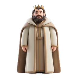 Royal King Character 3D Icon - Crowned Monarch