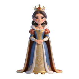 Royal Queen Character 3D Icon - Elegant Crown Princess
