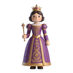 Royal Queen Figurine Icon - Purple & Gold 3D Toy