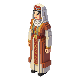 Royal Queen Voxel Character Icon - 3D Pixel Art
