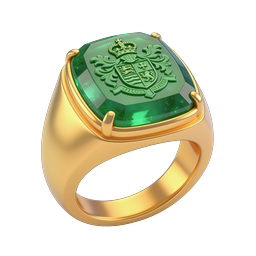 Royal Signet Ring with Emerald Coat of Arms Gemstone