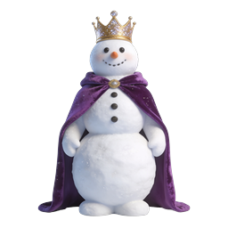 Royal Snowman Icon with Golden Crown and Purple Cape