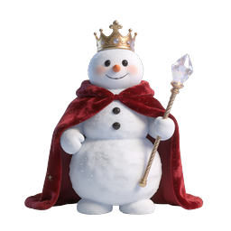 Royal Snowman King Icon with Crown and Crystal Scepter