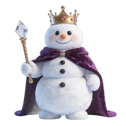 Royal Snowman King with Crown and Scepter 3D Icon