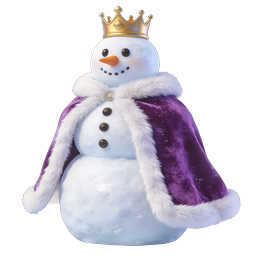 Royal Snowman King with Crown and Purple Cape