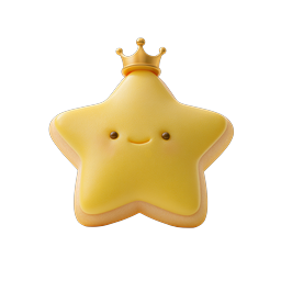 Royal Star Cookie Icon - Cute 3D Clay Style