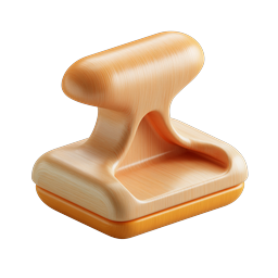 Realistic Wooden Rubber Stamp Icon with Ink Pad