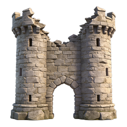 Icona del cancello di un castello medievale in rovina | Rendering 3D realistico