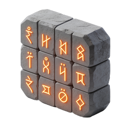 Mystical Rune Stone Cube 3D Icon - Glowing Ancient Symbols