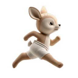 Cute Running Baby Deer 3D Character Icon