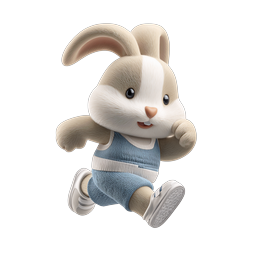 Adorable Running Bunny 3D Character Icon