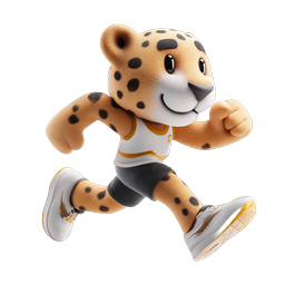 Running Cheetah Athlete 3D Cartoon Mascot Icon