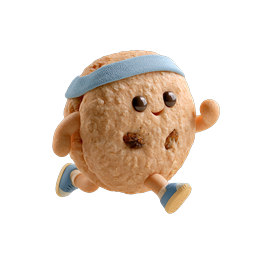走るクッキーキャラクター - 可愛い 3D フィットネスマスコットアイコン