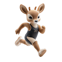 Running Deer Fitness Character Icon - 3D Athletic Fawn