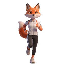 3D Running Fox Athlete Icon | Sports & Fitness Character