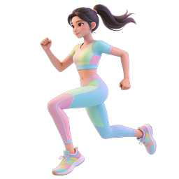 3D Running Girl Character Icon | Fitness Illustration