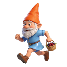 Running Garden Gnome with Berry Basket 3D Icon
