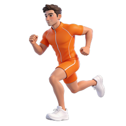 3D Running Man Character Icon - Athletic Fitness Illustration