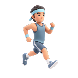 Running Man 3D Icon - Athletic Fitness Runner Illustration