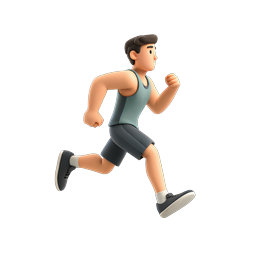 Running Man 3D Character Icon for Fitness and Sports
