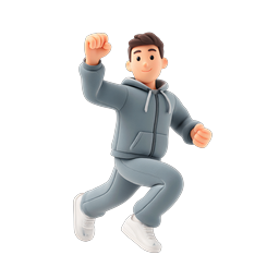 Running Man 3D Character Icon - Energetic Fitness Illustration