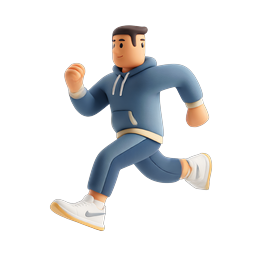 Running Man 3D Character Icon - Fitness & Sports