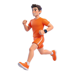 Running Man Fitness Icon - 3D Character with Smartwatch