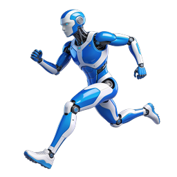 Running Robot Icon - Futuristic AI Android 3D Illustration