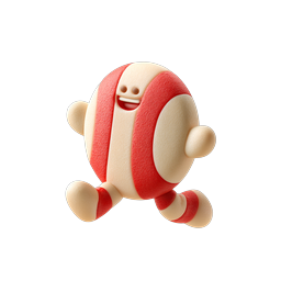 Icono de mascota a rayas corriendo estilo clay tierna - personaje 3D