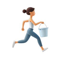 Running Woman Carrying Bucket 3D Icon - Charity & Volunteer