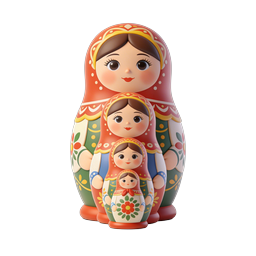 Russian Matryoshka Nesting Dolls Icon - Clay Style
