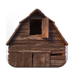 Rustikales Holzscheunen 3D-Icon - Landhaus