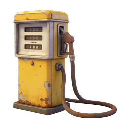 Vintage Rusty Gas Pump Icon - 3D Realistic Render