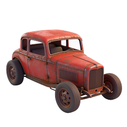 Icône de hot-rod vintage rouillé – rendu 3D classique