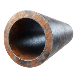 Rusty Metal Pipe - Industrial 3D Icon with Realistic Corrosion