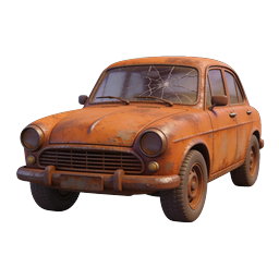 Rusty Abandoned Vintage Car Icon - 3D Rendered