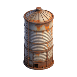 Realistic Rusty Water Tank Icon - Industrial Storage 3D