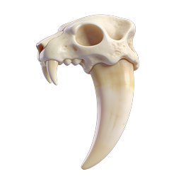 Saber-Tooth Skull with Curved Tusk 3D Icon
