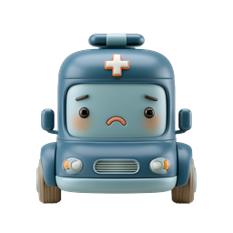 Sad Ambulance Character Icon - Cute Medical Vehicle