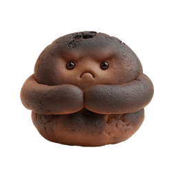 Sad Baked Bun Character - Adorable 3D Clay Render Icon