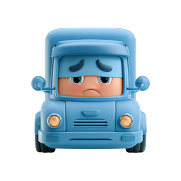 Trauriger blauer LKW-Charakter 3D Clay Icon