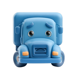 Trauriges blaues Clay-Truck-Charakter-Icon | 3D Emotionstransport