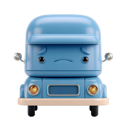 Sad Blue Truck Character Icon - Cute 3D Vehicle
