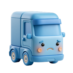Sad Blue Truck Clay-Style 3D Icon | Cute Delivery Vehicle