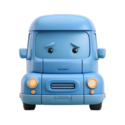 Sad Blue Van 3D Cartoon Character Icon