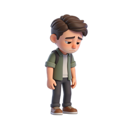 Sad Boy Icon - Expressive Character Design for Youth Themes